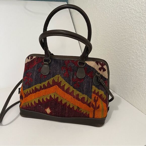 Weavers Aztec Southwestern Tapestry Crossbody Bag Double Handle Purse 10X14 - Picture 5 of 11